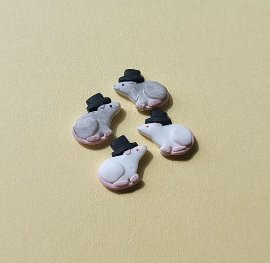 cute Fancy rat stud earrings with top hat