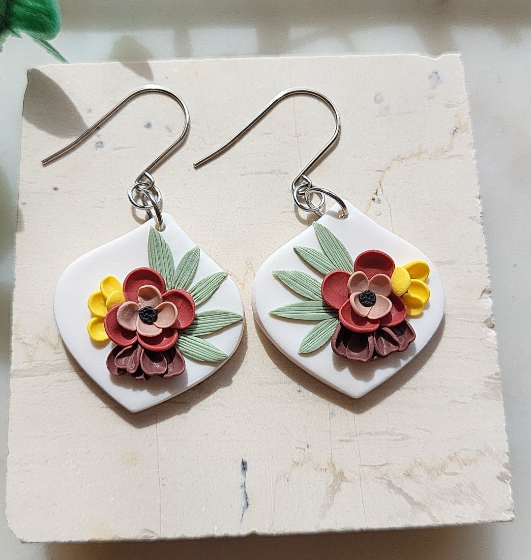 Flower clay earrings