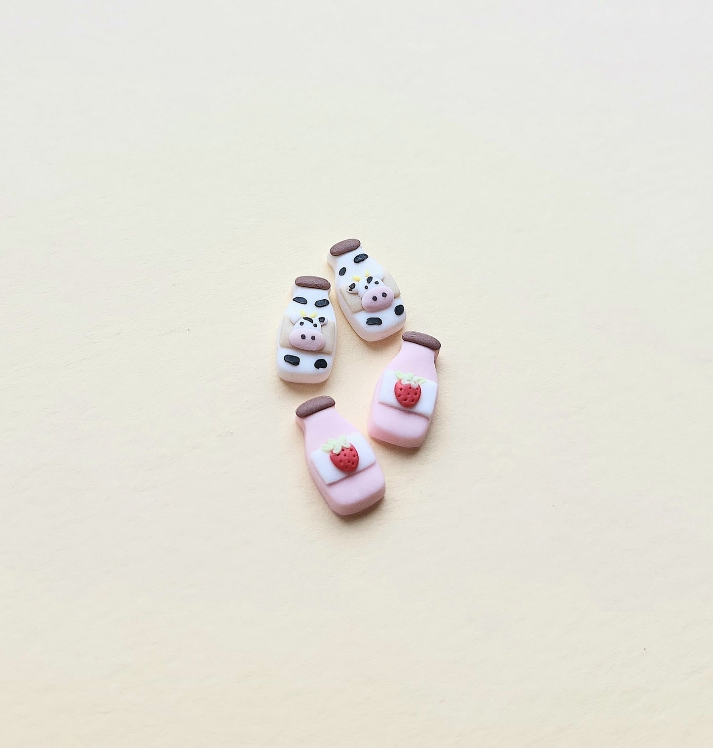 tiny strawberry milk earrings