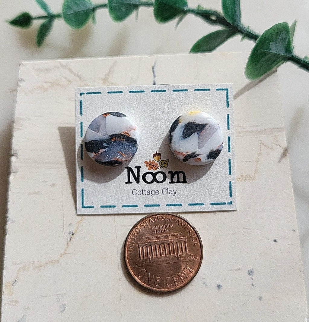 Marble Stud Earrings • Polymer Clay Jewelry