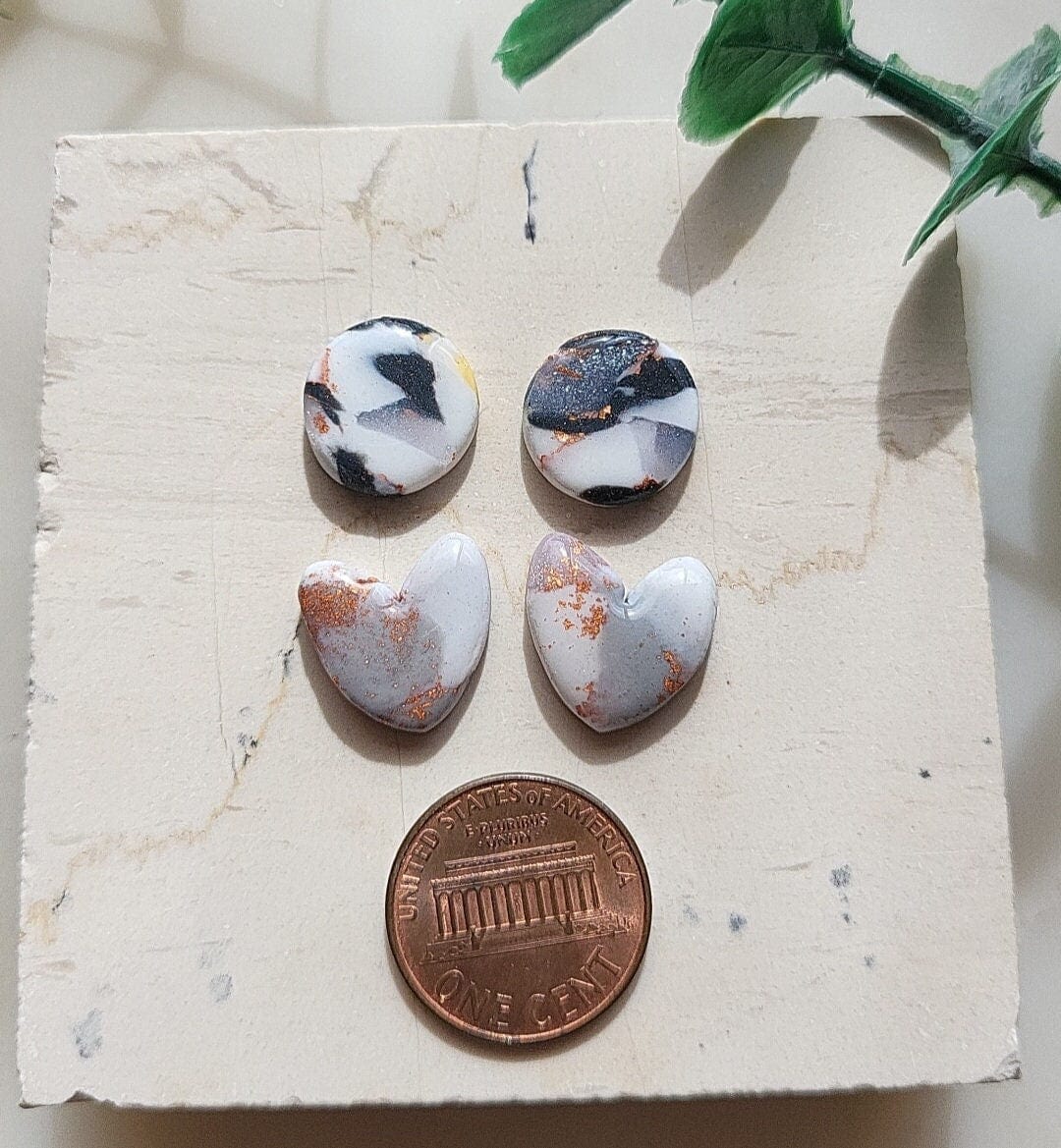 Marble Stud Earrings • Polymer Clay Jewelry