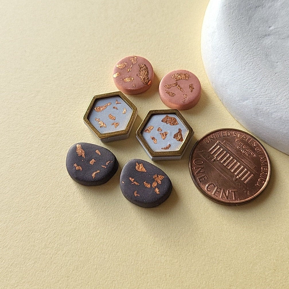 Geometric Clay Stud Earrings Set