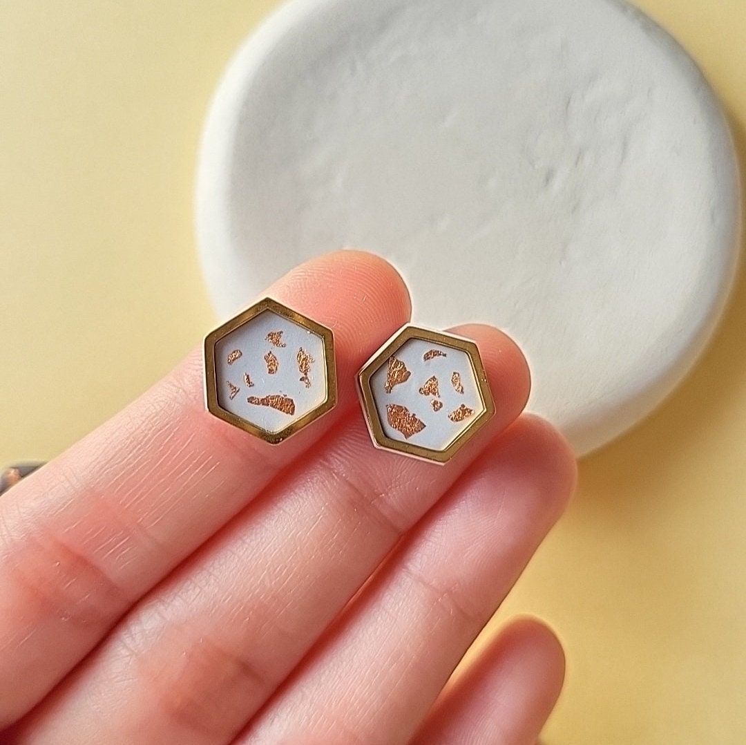 Geometric Clay Stud Earrings Set