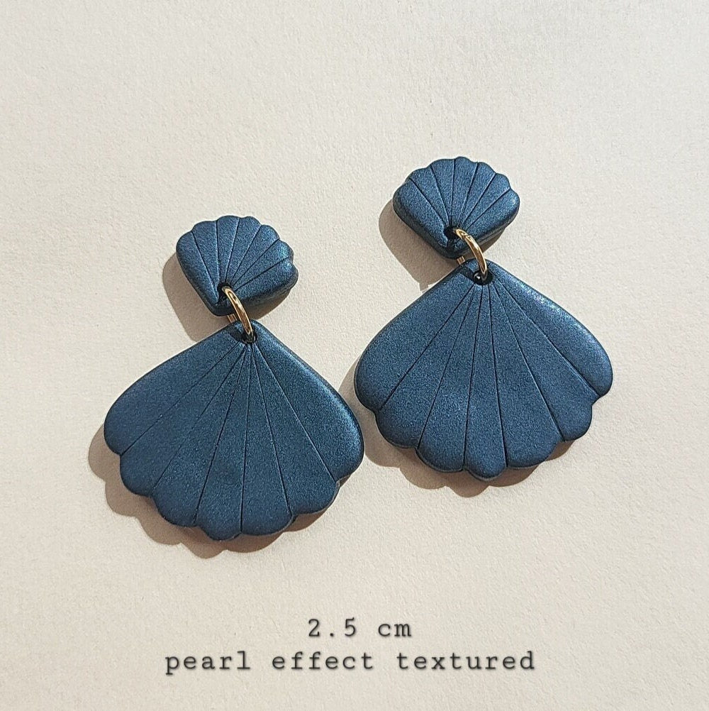 Black Shell Polymer Clay Earrings • Minimalist And Trendy • Handmade Jewelry