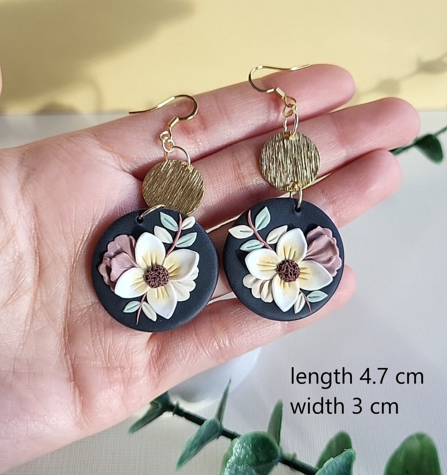 Long Drop Flower Earrings • Floral Clay Earrings • Handmade Jewelry • Mother's Day Gift Under 30 • Boho