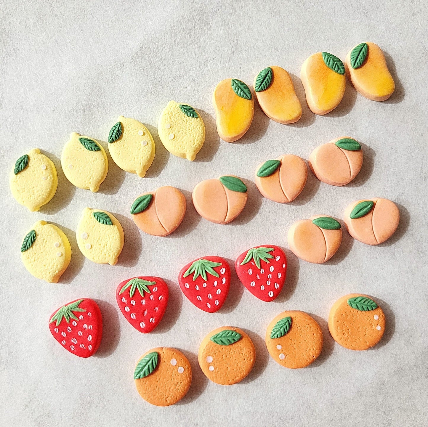 Fruit Stud Earrings • Strawberry • Lemon • Orange • Mango