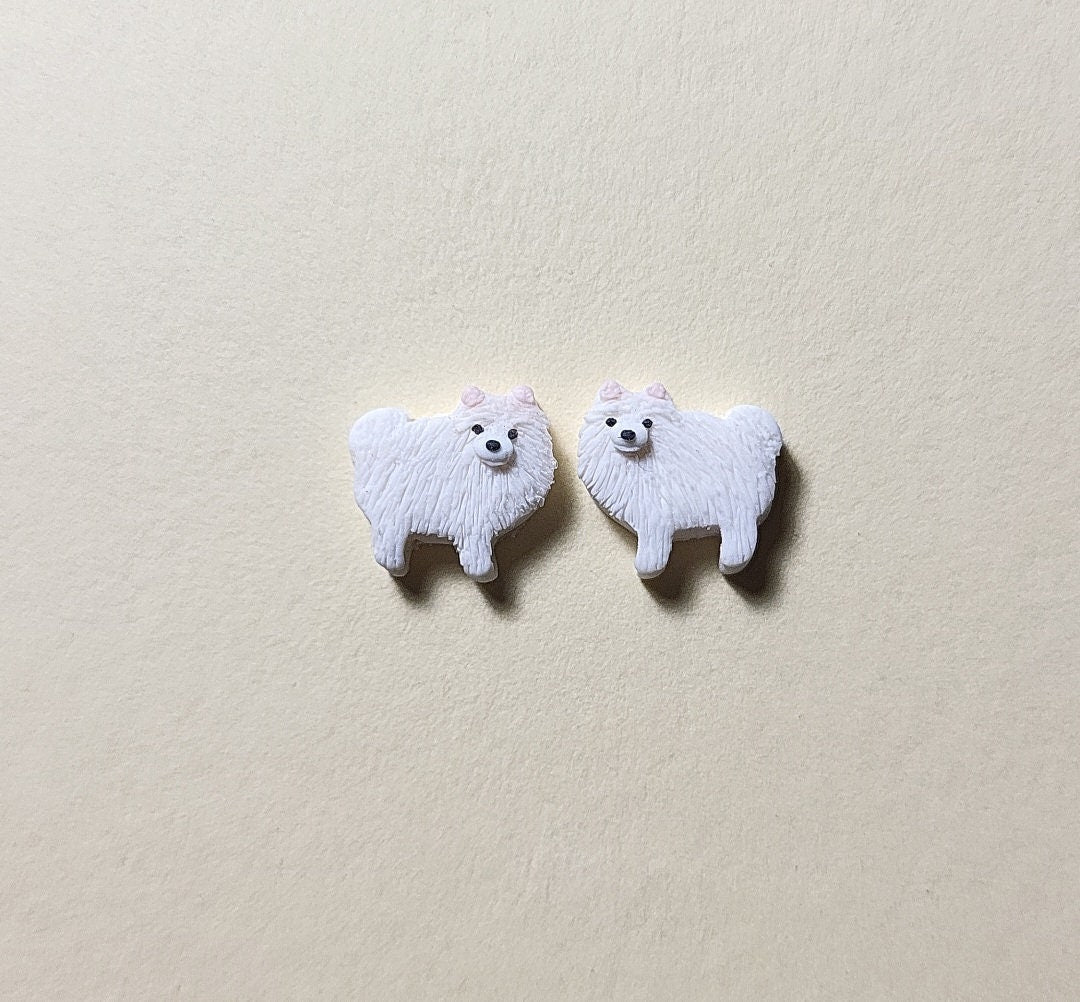 Spitz dog stud earrings