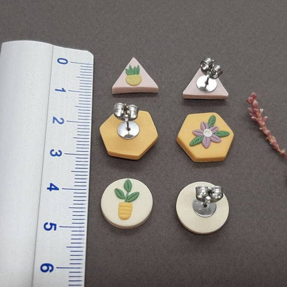 Pflanzen Ohrstecker • Blumen Ton Schmuck