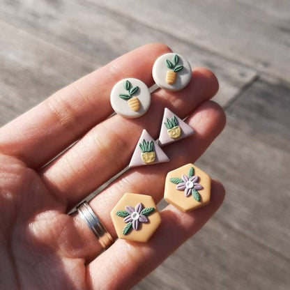 Pflanzen Ohrstecker • Blumen Ton Schmuck