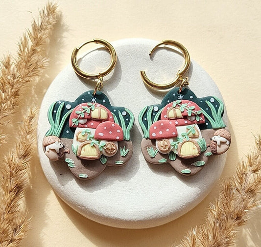 cottagecore mushroom earrings