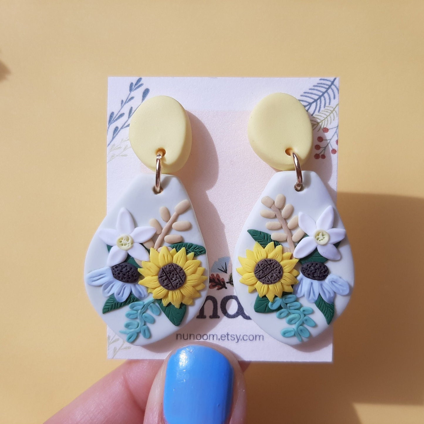 Sunflower Earrings • Polymer Clay Earrings • Handmade Jewelry • Boho Floral Style • Spring • Summer • Mother's Day Gift