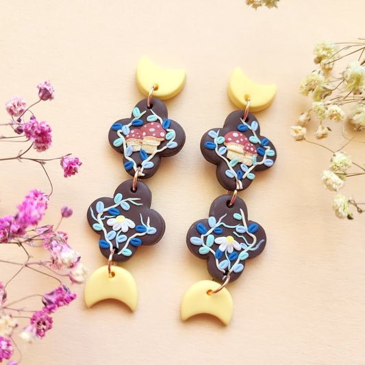 dangle and drop mushroom earrings