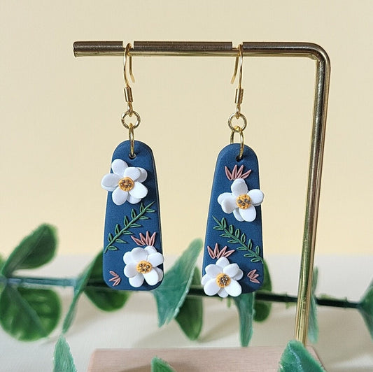 white flower earrings