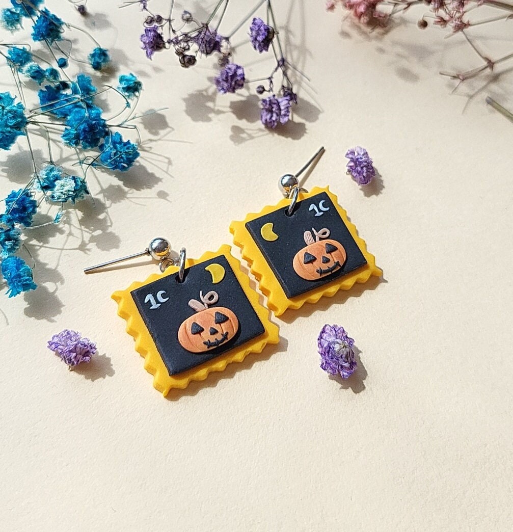 Halloween Pumpkin Earrings • Spooky Cute Earrings • Polymer Clay Jewelry • Handmade Gift For Her