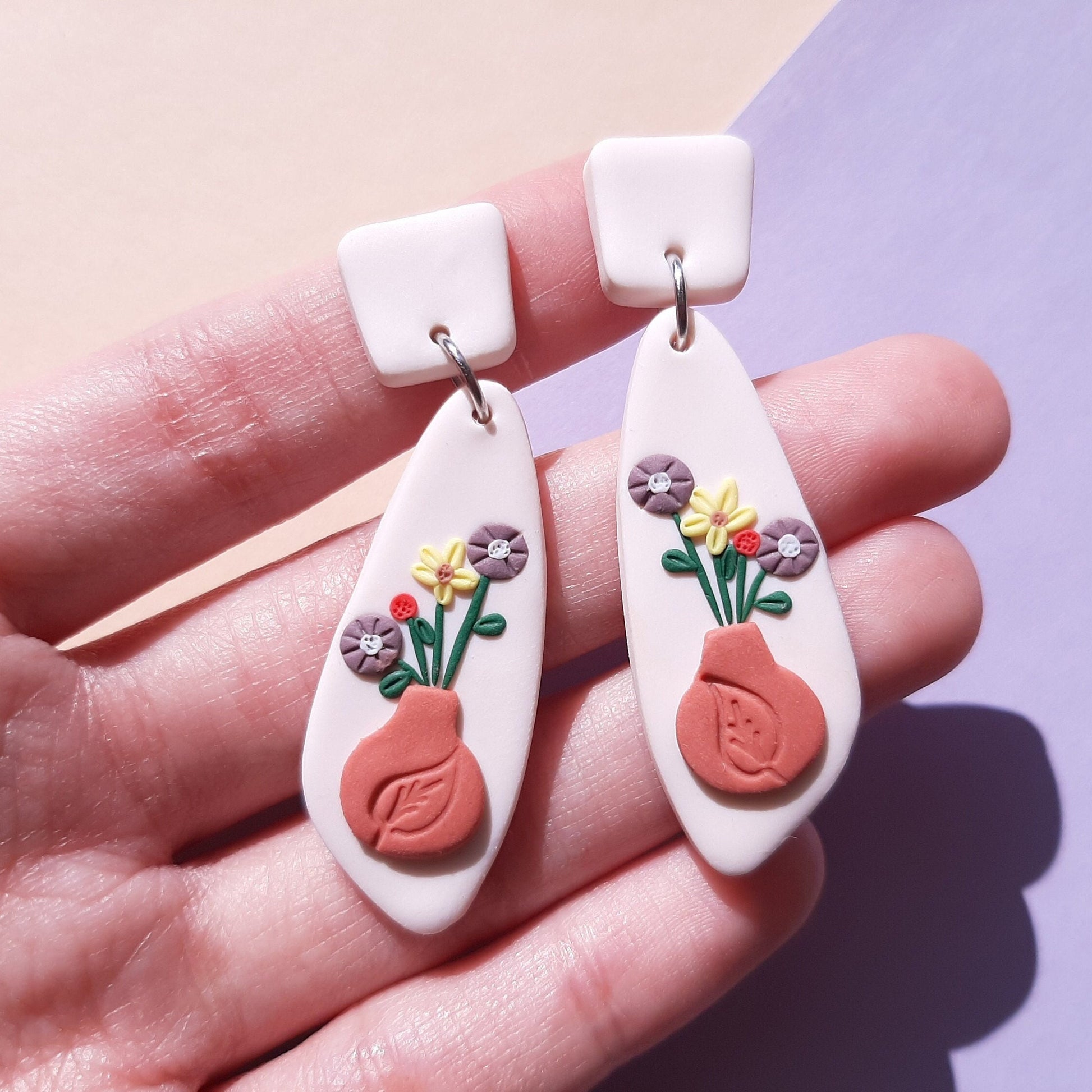 flower polymer clay earrings