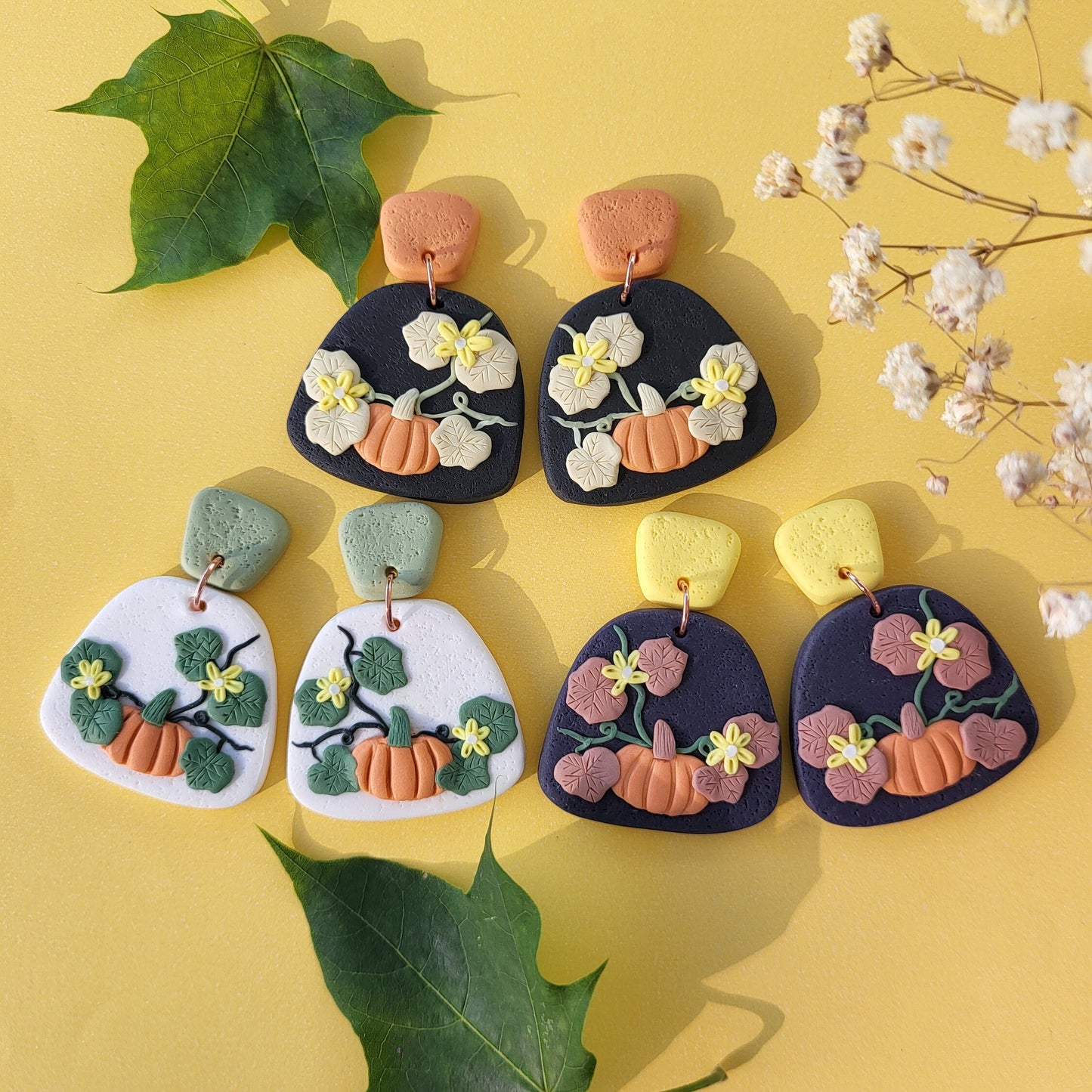 Pumpkin Clay Earrings • Autumn Fall Trendy Earrings • Handmade Polymer Clay Jewelry