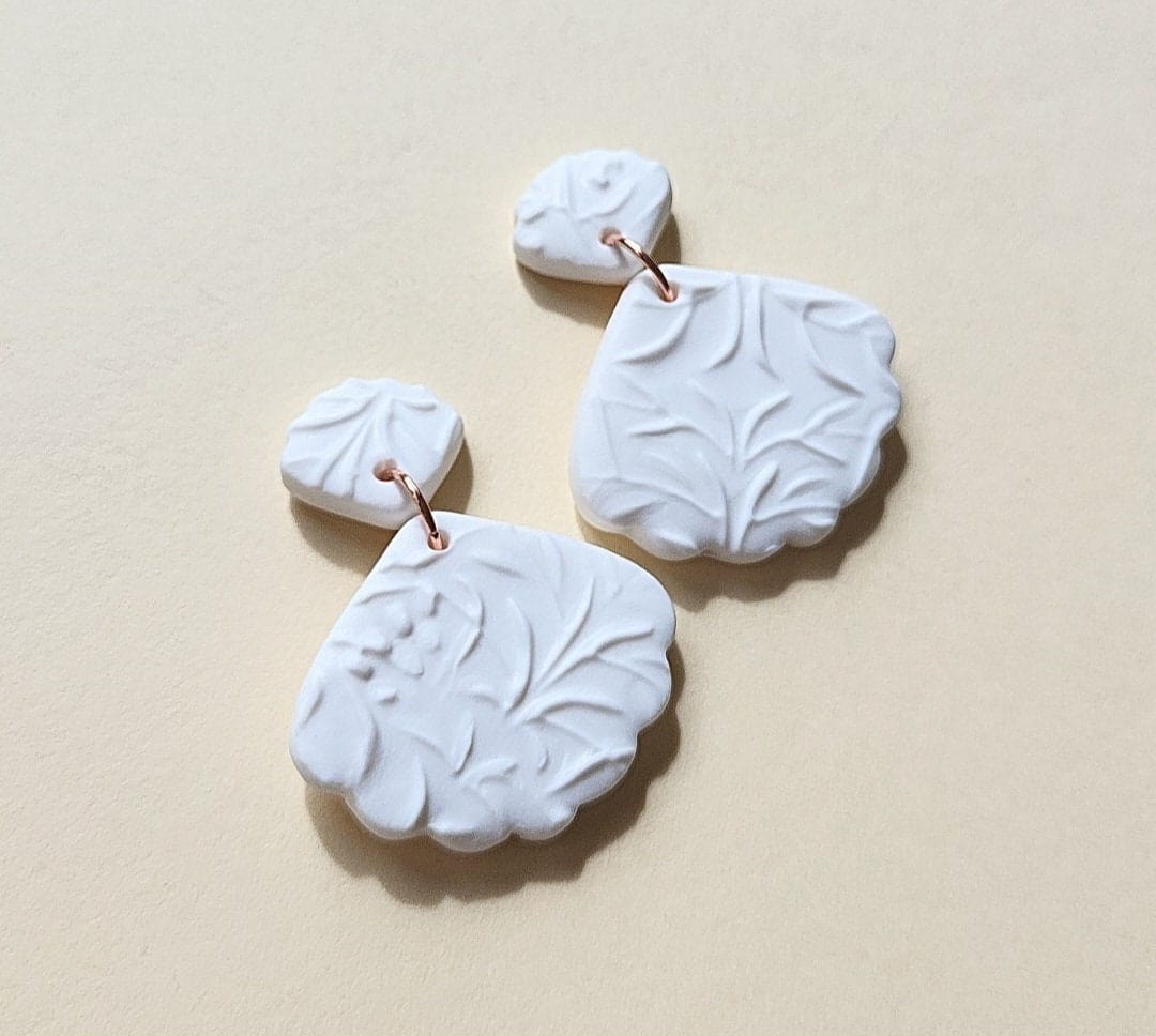 Minimalist White Clay Earrings