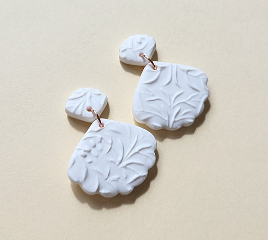 Minimalist White Clay Earrings • Simple Earrings • Polymer Clay Jewelry • Elegant • Statement