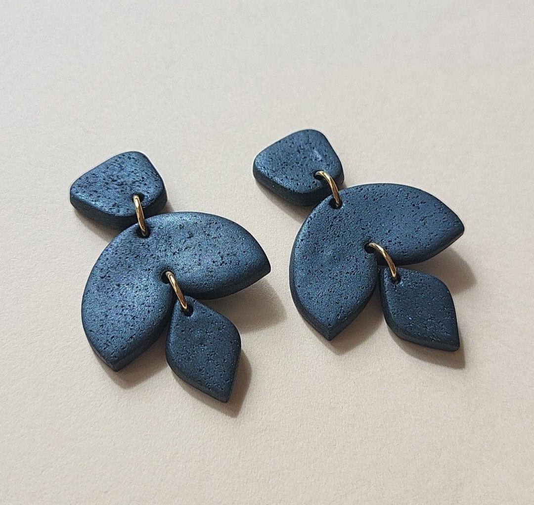 Minimal Black Clay Earrings