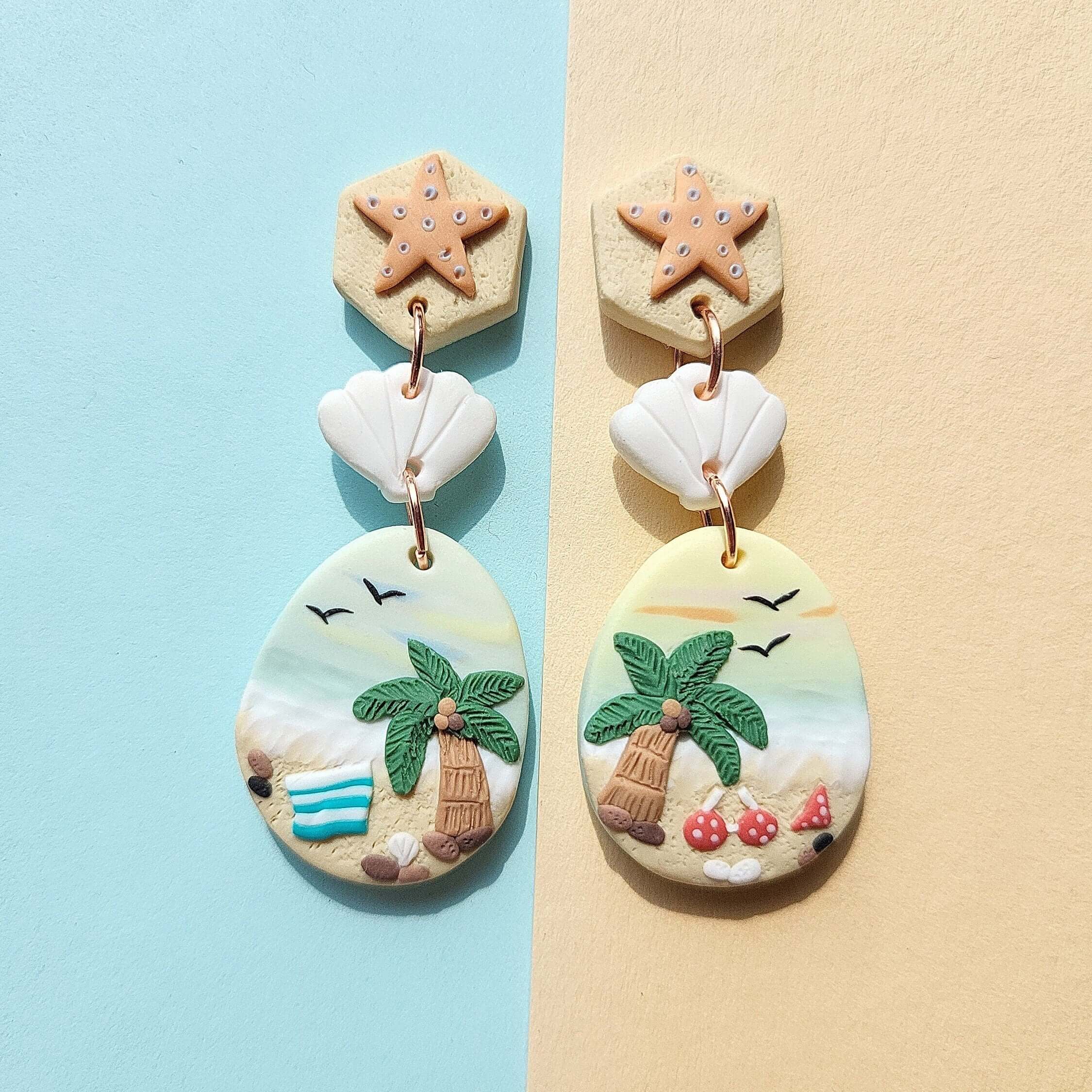 Boucles d'oreilles pendantes plage • Étoile de mer • Bijoux océaniques • Boucles d'oreilles d'été • Cadeau unique pour femmes