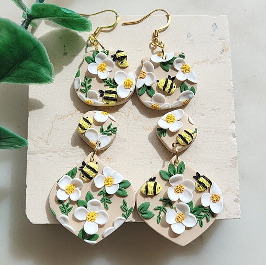 flower polymer clay earrings