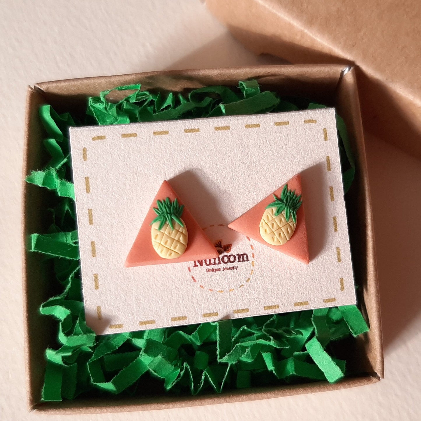 Pineapple Stud Earrings, Cute Fruit Jewelry, Nature Inspired, Cute, Fun, Summer