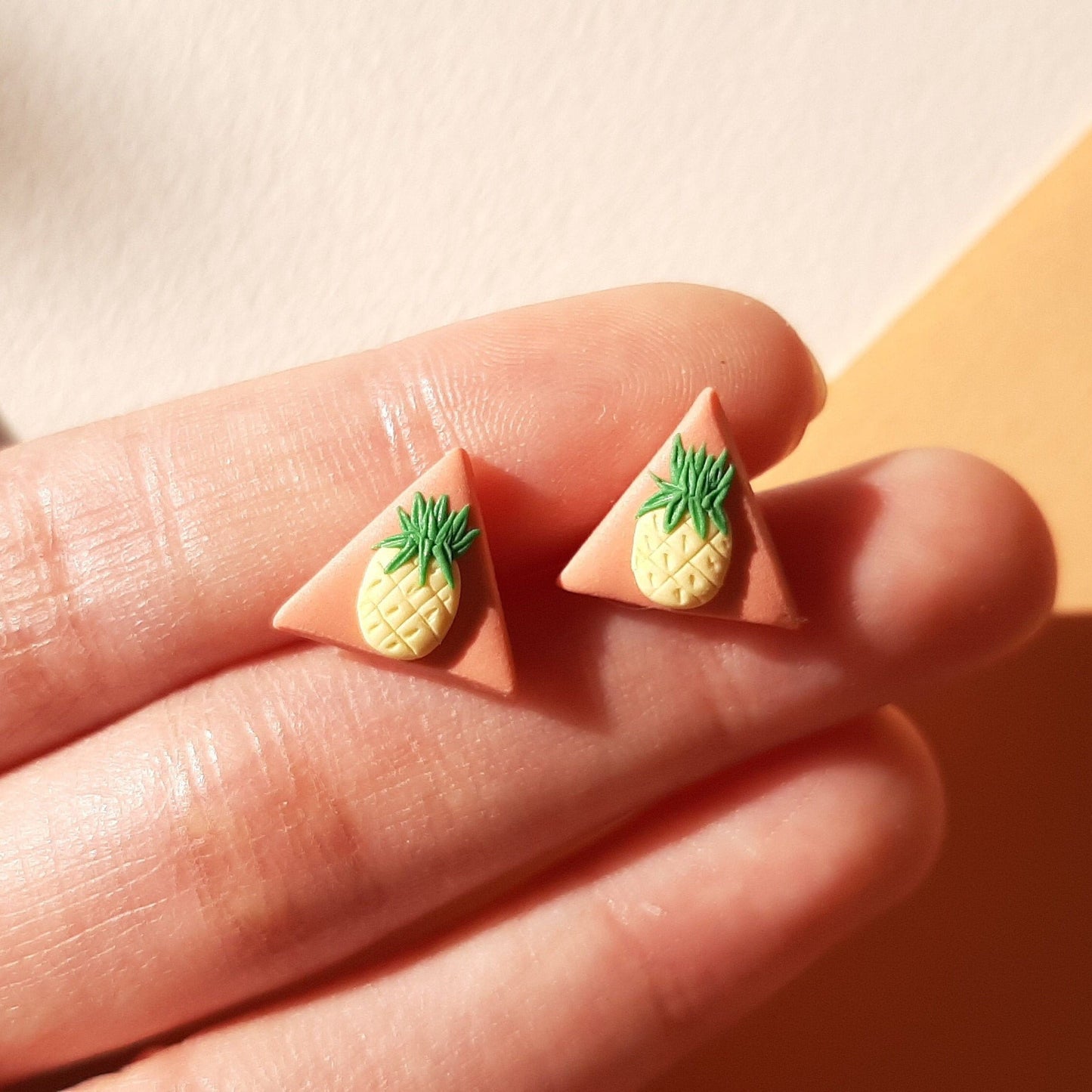 Pineapple Stud Earrings, Cute Fruit Jewelry, Nature Inspired, Cute, Fun, Summer