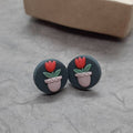 Boucles d'oreilles clous fleur de tulipe • Bijoux en argile polymère