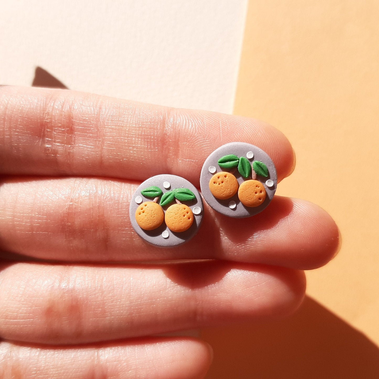 Orange Stud Earrings, Handmade Fruit Jewelry, Polymer Clay Earrings, Pretty And Cute