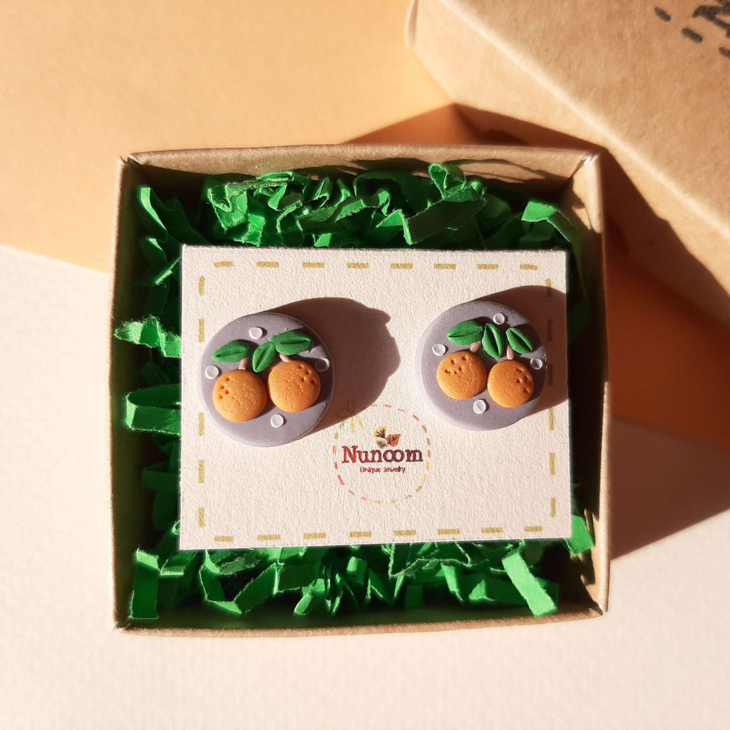 Orange Stud Earrings - Polymer Clay Fruit Earrings