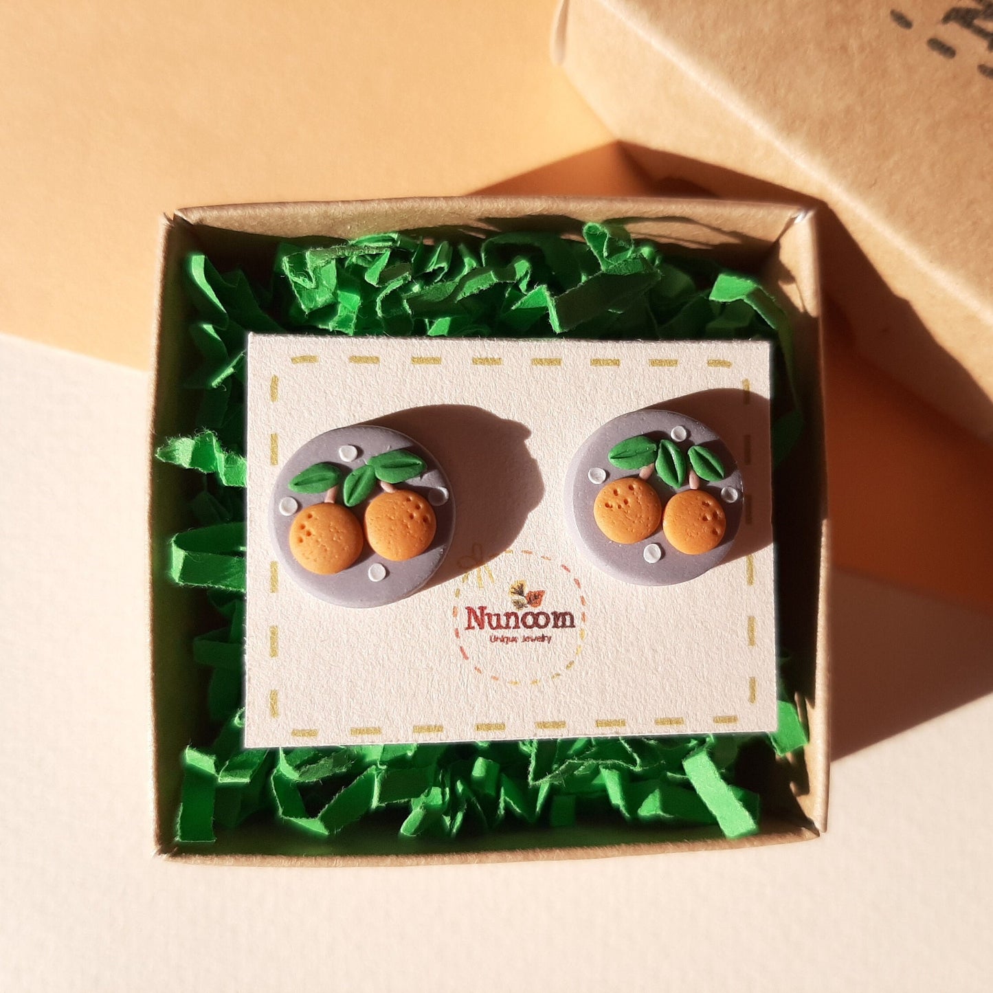 Orange Stud Earrings, Handmade Fruit Jewelry, Polymer Clay Earrings, Pretty And Cute