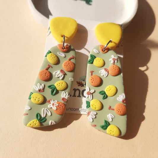 Lemon And Orange Earrings | Cute Fruit Hairclip