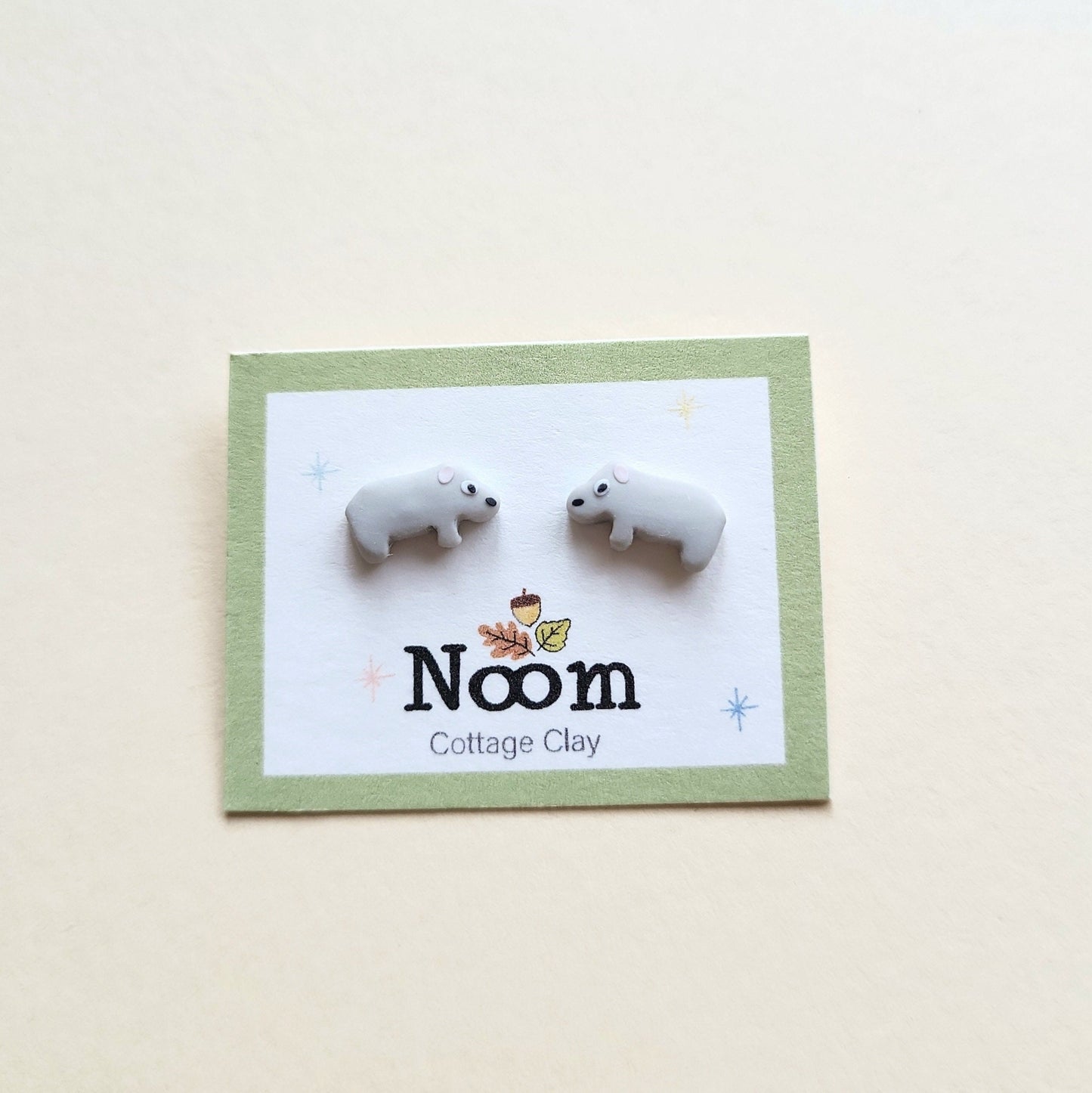 cute tiny hippo stud earrings