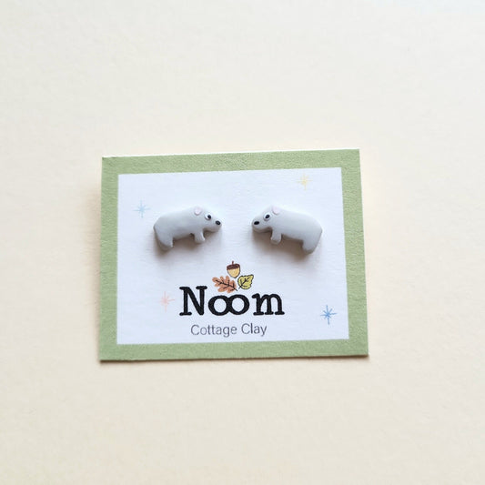 cute tiny hippo stud earrings