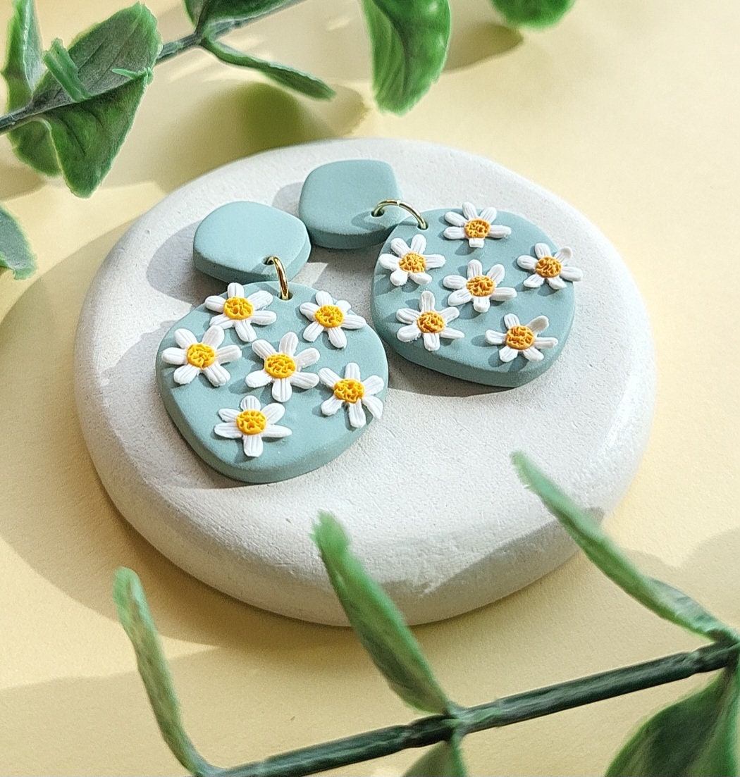 clay flower earrings