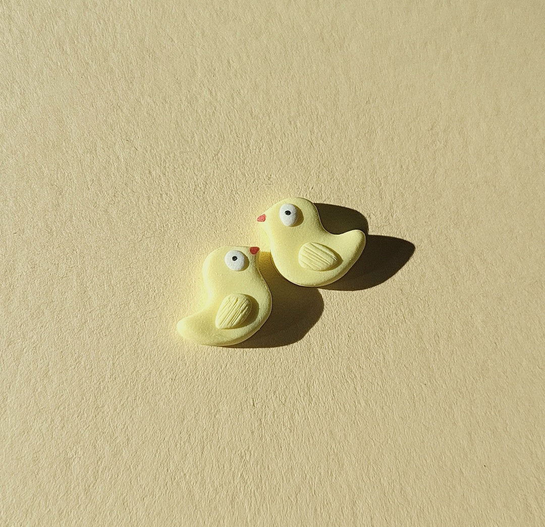 Yellow chick stud earrings