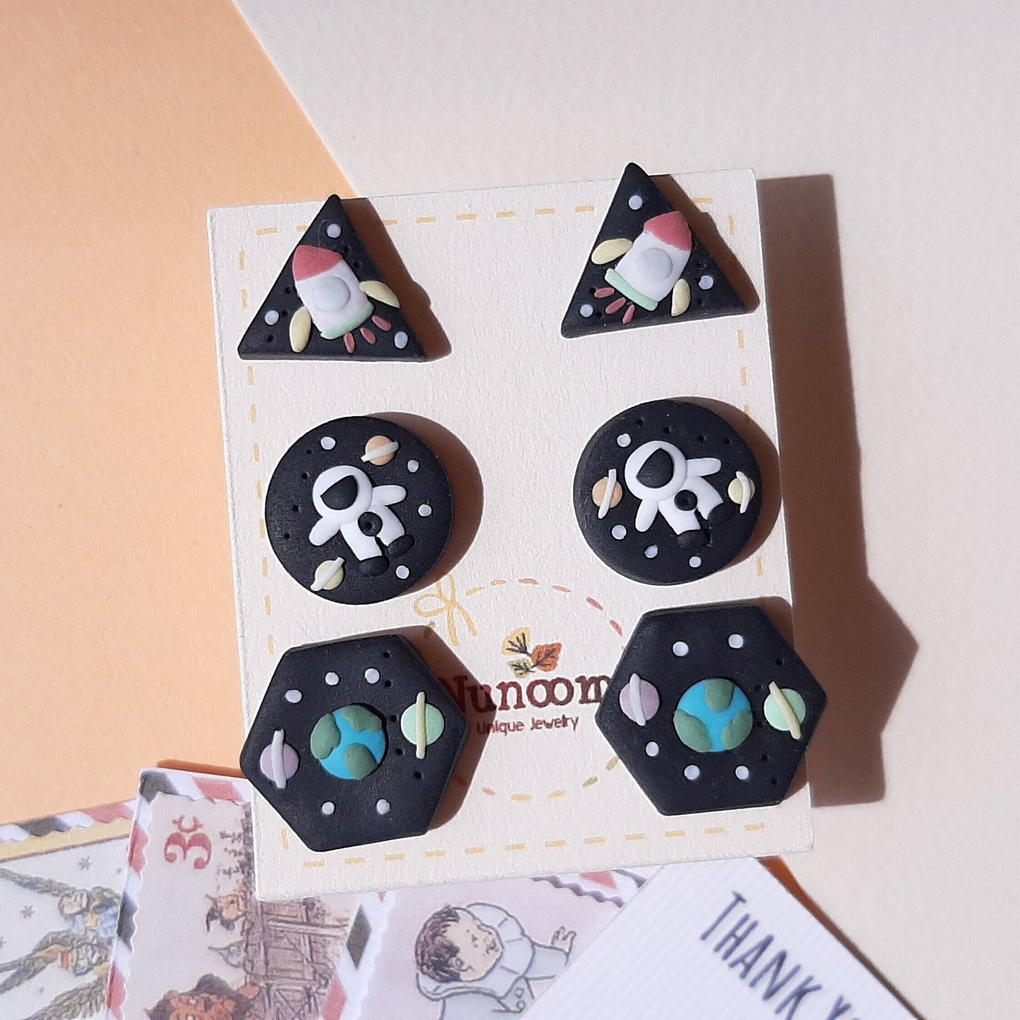 cute space stud earrings set