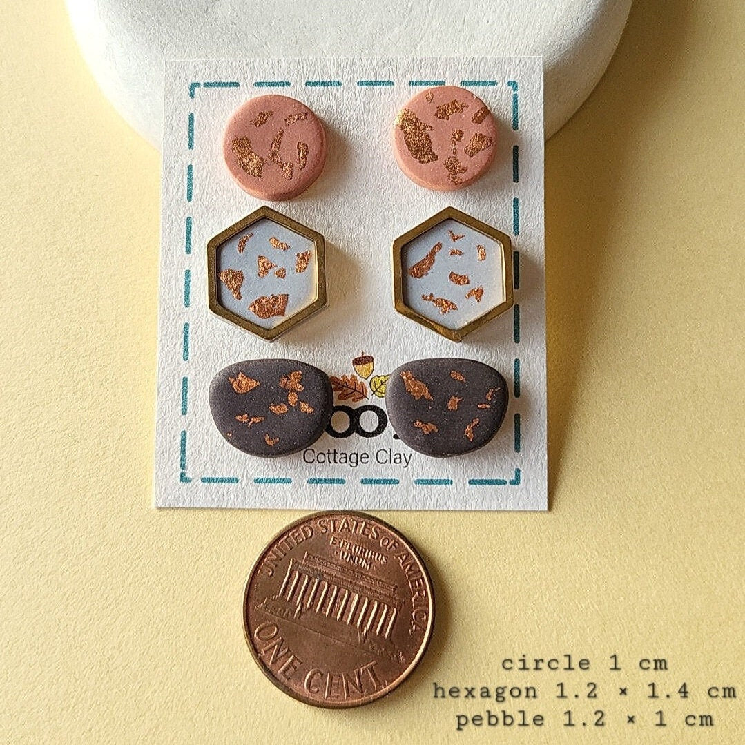 Geometric Clay Stud Earrings Set