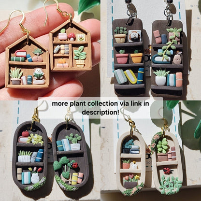 Pendientes con forma de estante para plantas • Pendientes novedosos • Pendientes divertidos y bonitos • Pendientes llamativos • Regalos suculentos para ella • Joyas únicas hechas a mano