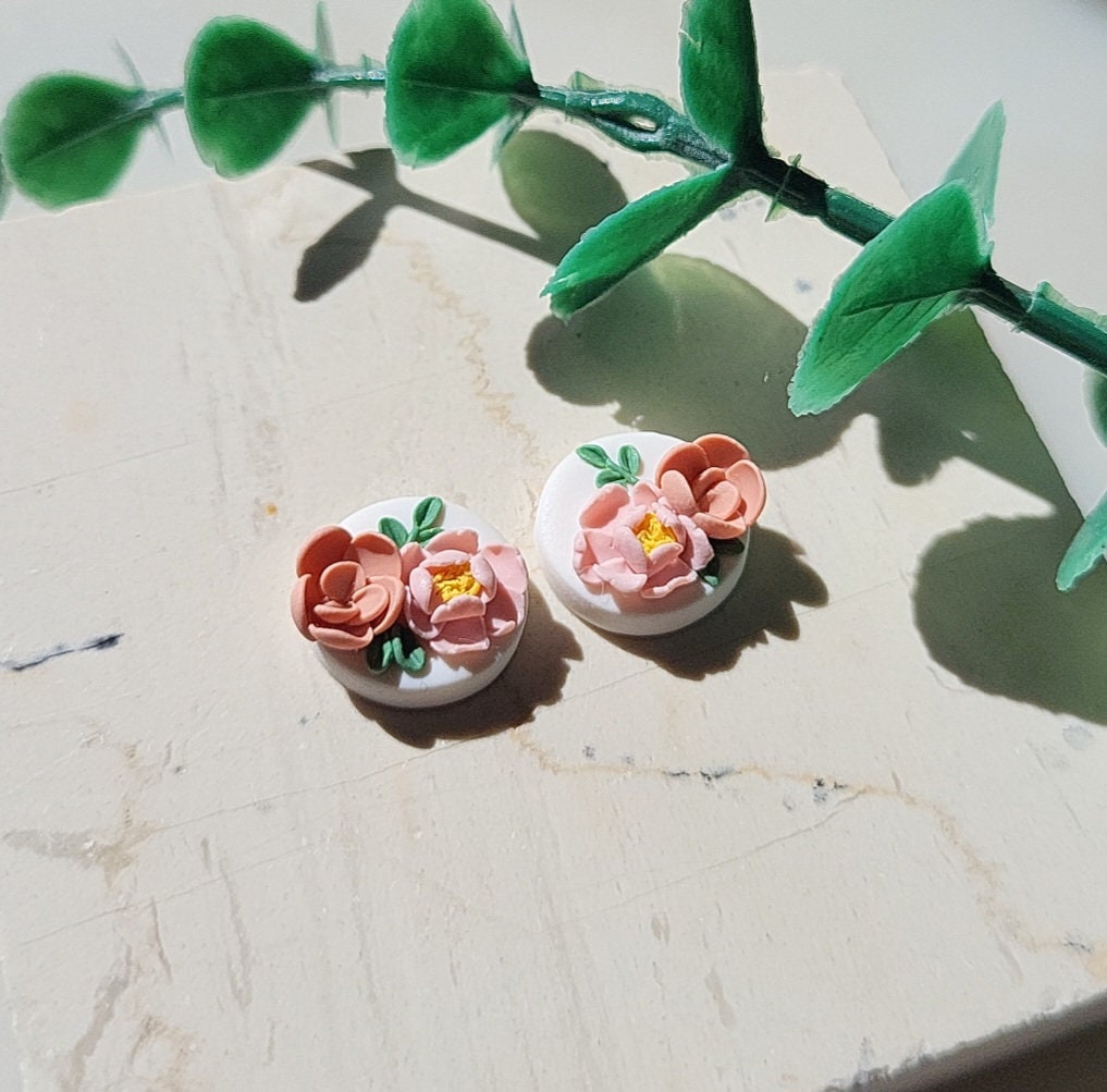 Flower Stud Earrings • Clay Earrings • Spring Summer Earrings • Dainty • Statement Jewelry • Botanical Earrings • Gift For Her