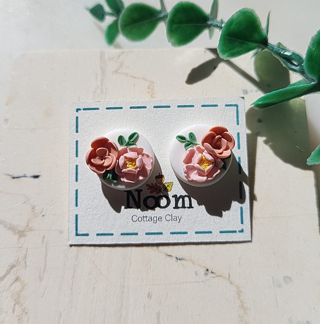 Flower Stud Earrings • Clay Earrings • Spring Summer Earrings • Dainty • Statement Jewelry • Botanical Earrings • Gift For Her