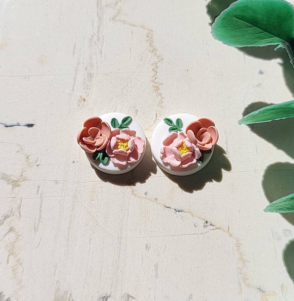 Flower Stud Earrings • Clay Earrings • Spring Summer Earrings • Dainty • Statement Jewelry • Botanical Earrings • Gift For Her