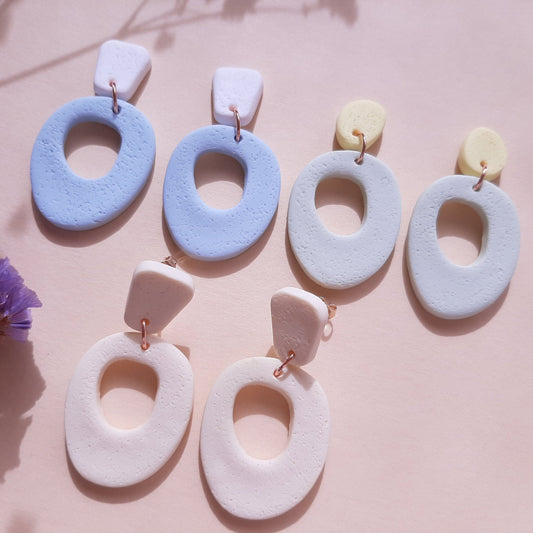 minimalist polymer clay earrings in pastel colors