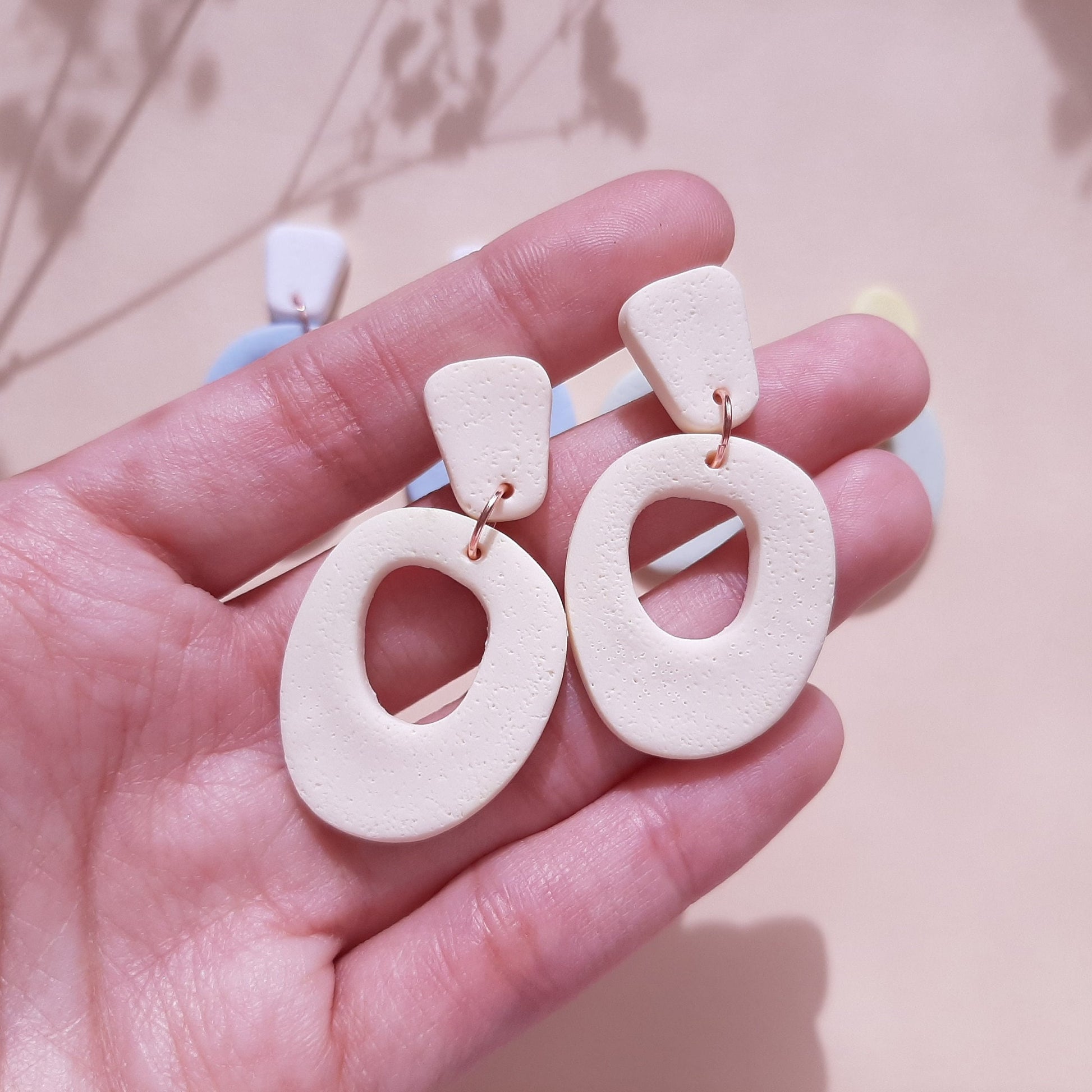 minimalist cream earrings