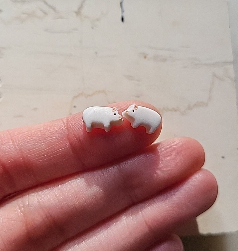 tiny pig stud earrings