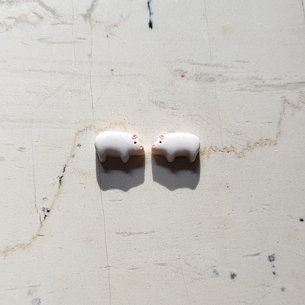 Tiny Pig Stud Earrings - Farm Animal Jewelry