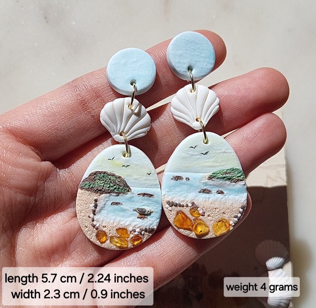 sea polymer clay earrings