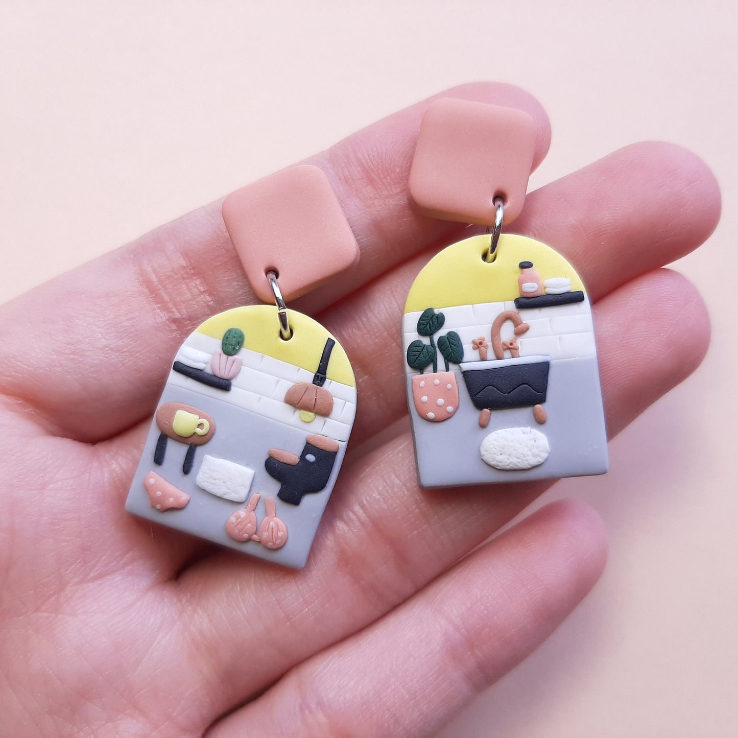 Toilet Earrings • Fun Funky Earrings • Weird Unusual Earrings • Polymer Clay Earrings • Gag Gift For Her • Clip-ons • Handmade Jewelry