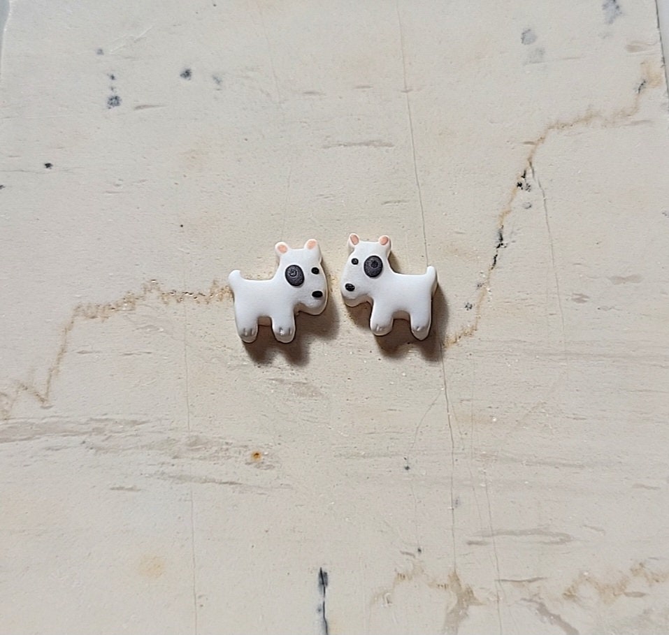 Bull Terrier Stud Earrings • Cute Bully Dog Lover Gifts • Handmade Jewelry