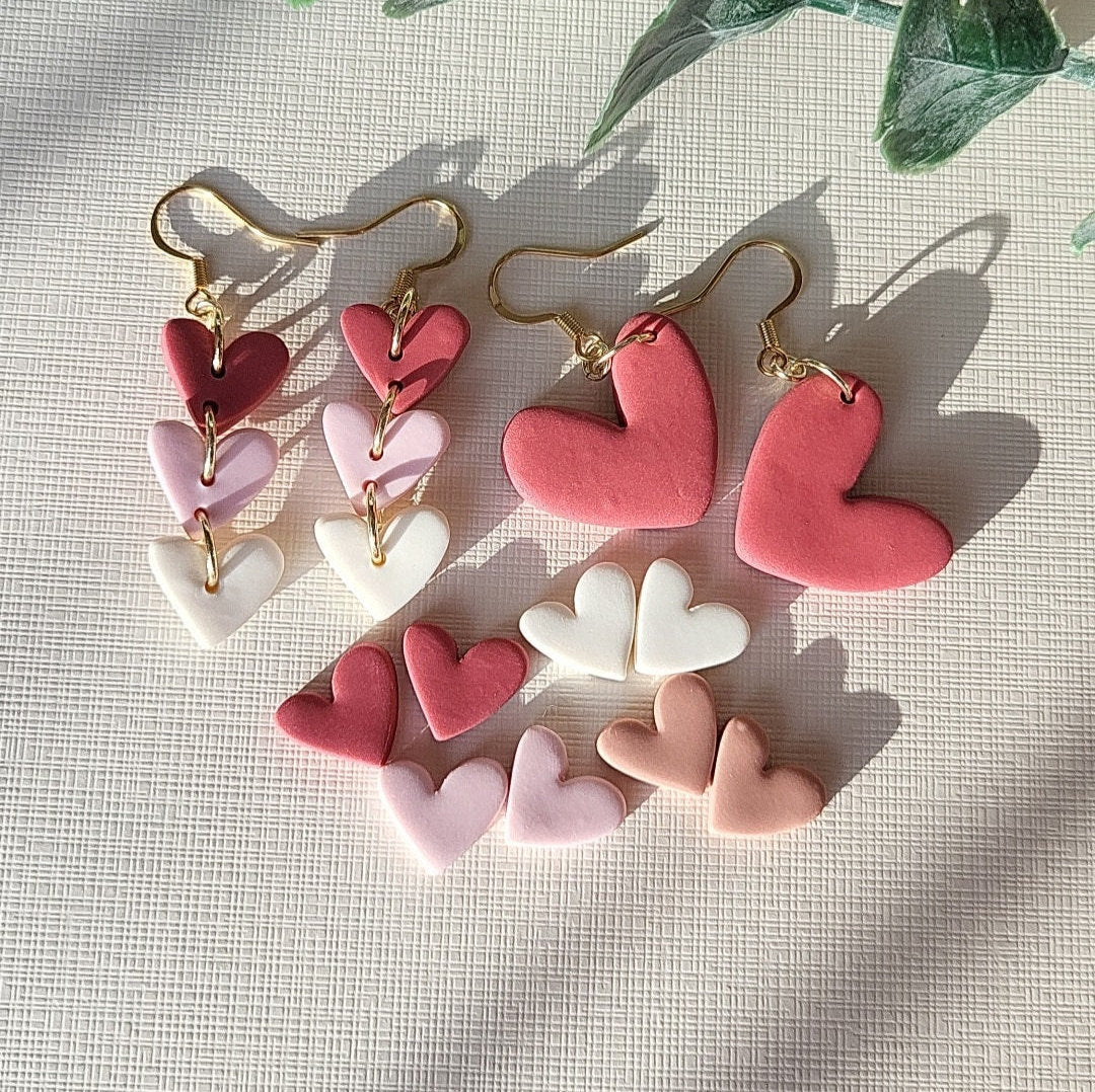 Cute Heart Earrings | Polymer Clay Earrings | Valentine's Day Jewelry